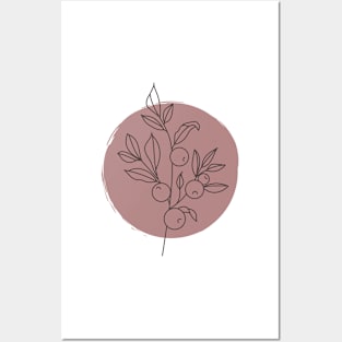 Minimal Cute Berry  Plants leaves  Warm Tones  Design Posters and Art